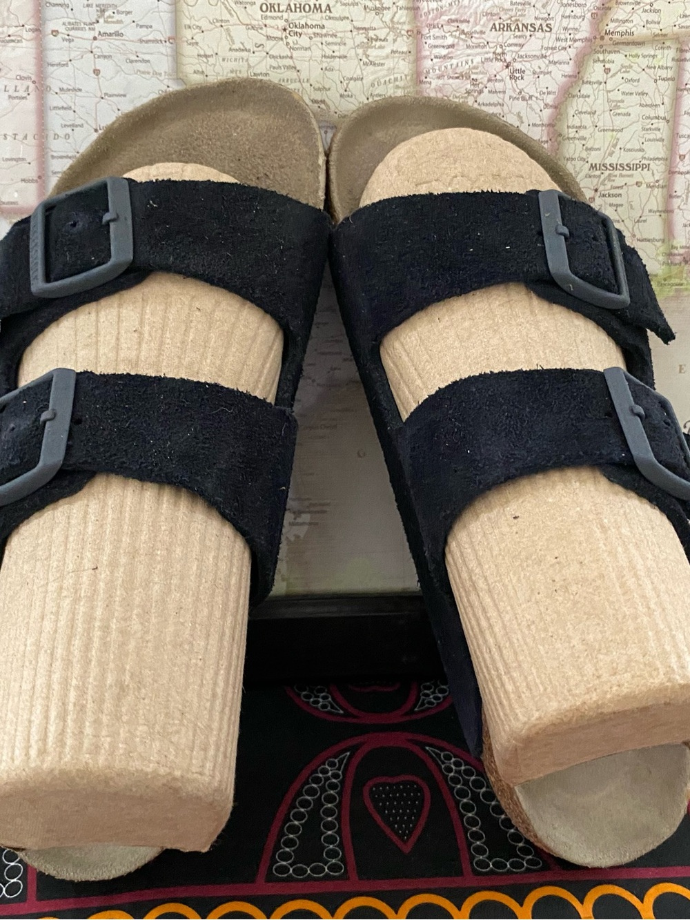 Pre-owned Birkenstock Arizona Suede Soft Footbed Sandal in Black 39/8 Women’s